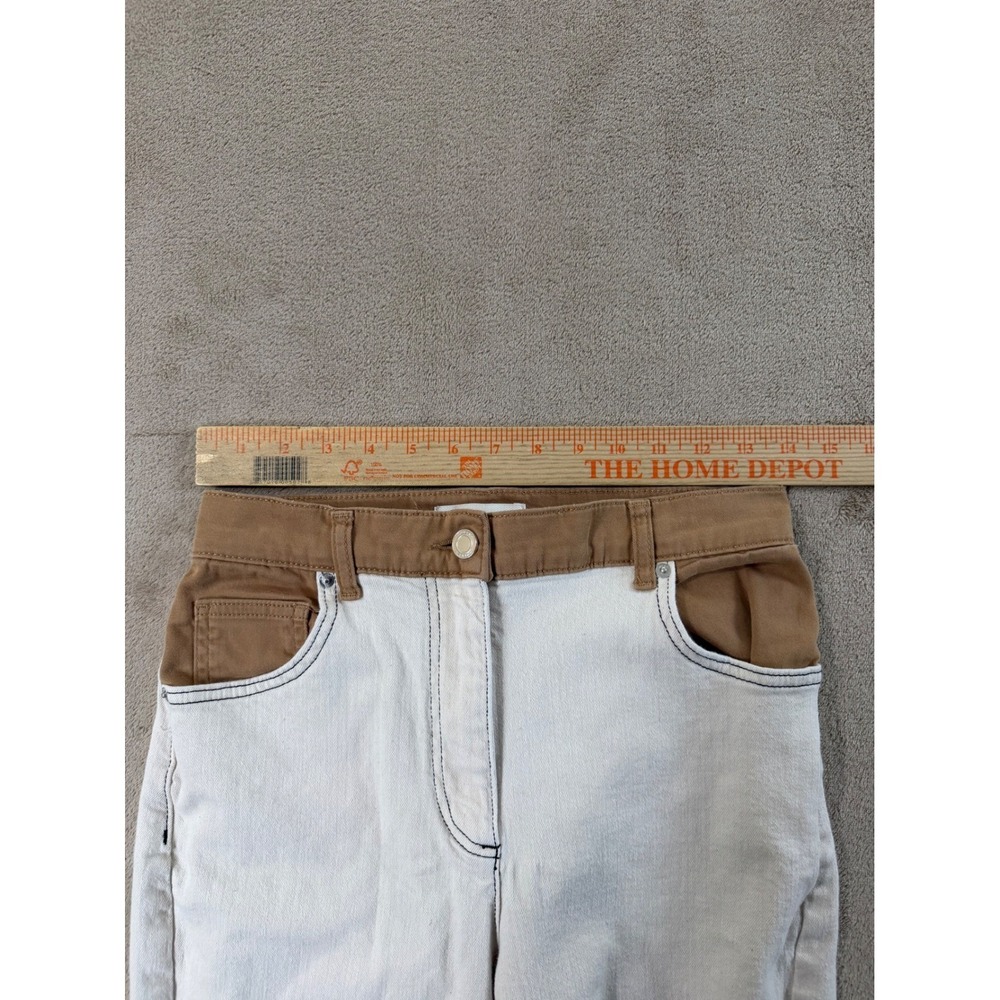 Reiss Denim Pants Maddie Women Size 27R White Colorblock Straight Leg EUC - Picture 8 of 10